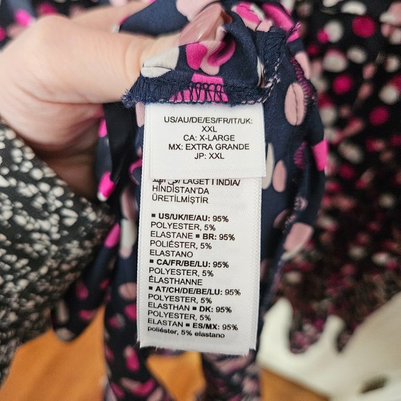 Dress The Drop Caralyn Mirand Long Sleeve Navy & Pink Polka Dot Tie  - Size XXL - Picture 10 of 10